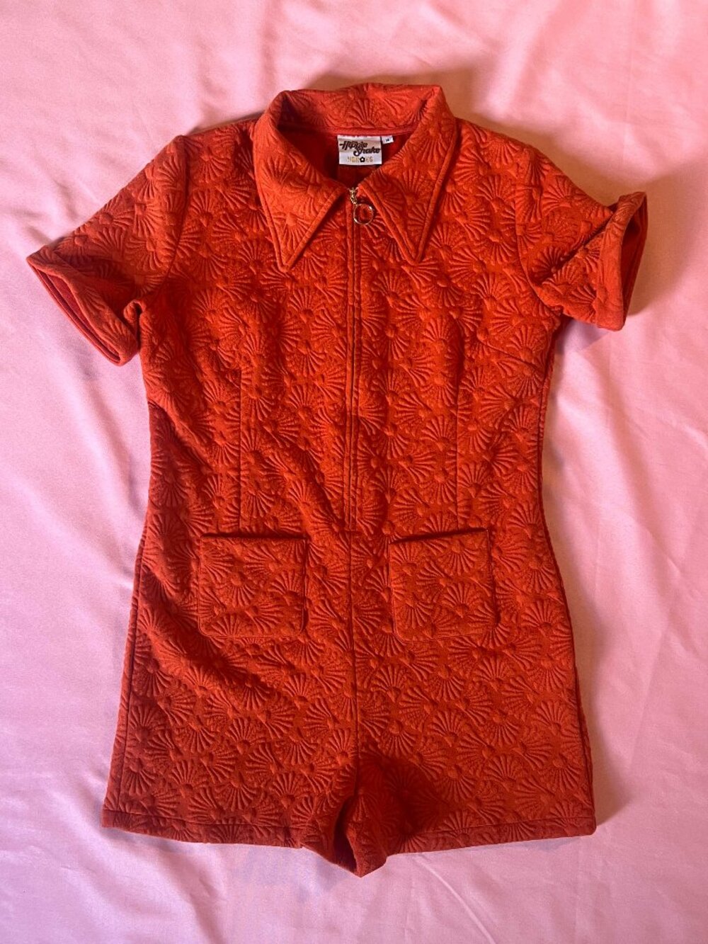 The Hippie Shake Romona Orange Zip Playsuit Romper